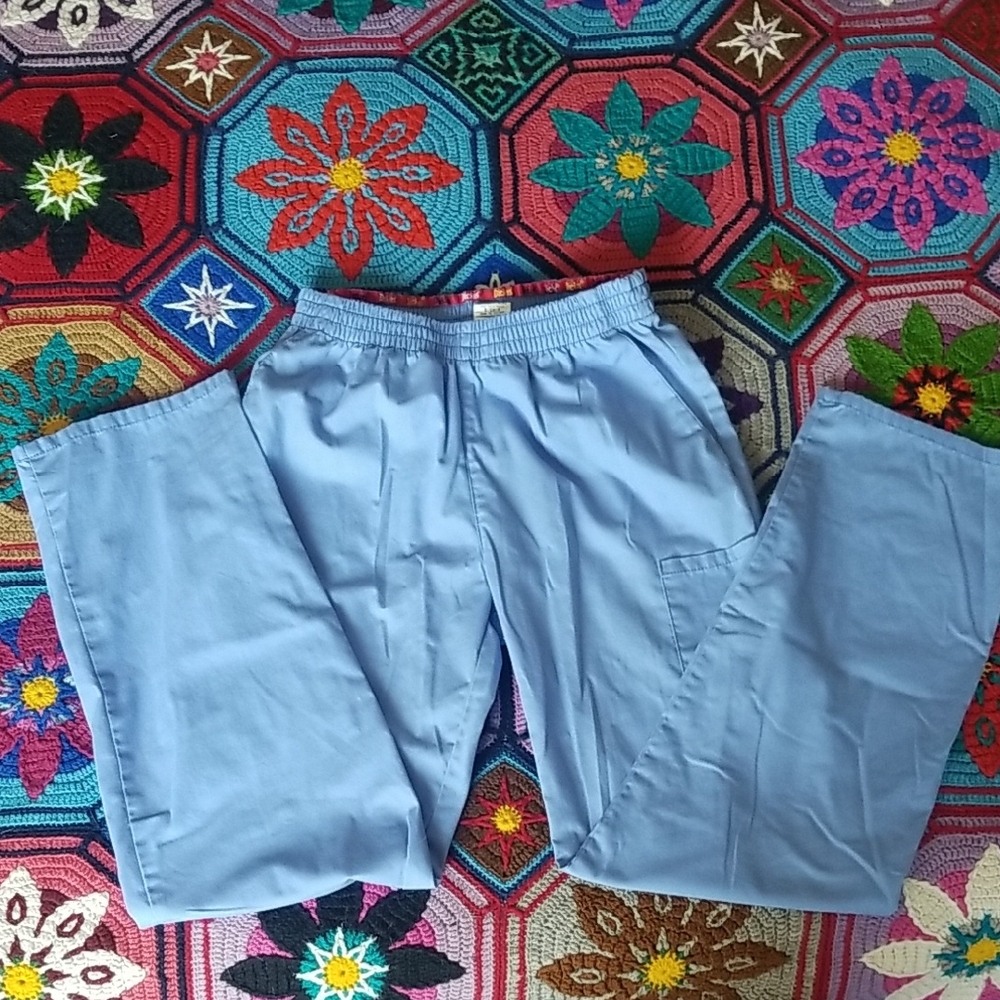 2 Pairs Dickies Light Blue Scrub Cargo Bottoms Sz Small